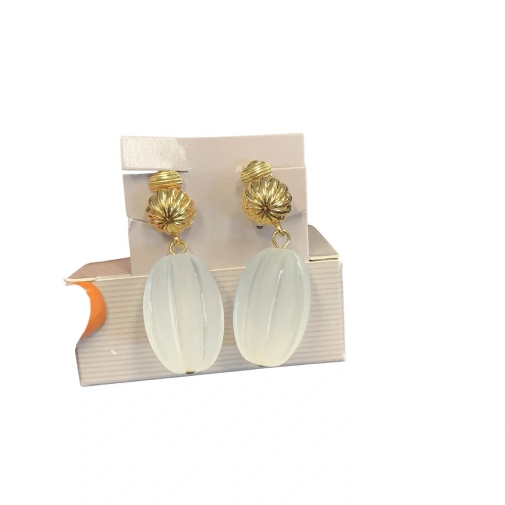 Avon Gold and clear clip Earrings “Sparkling Rope” NIB 1989